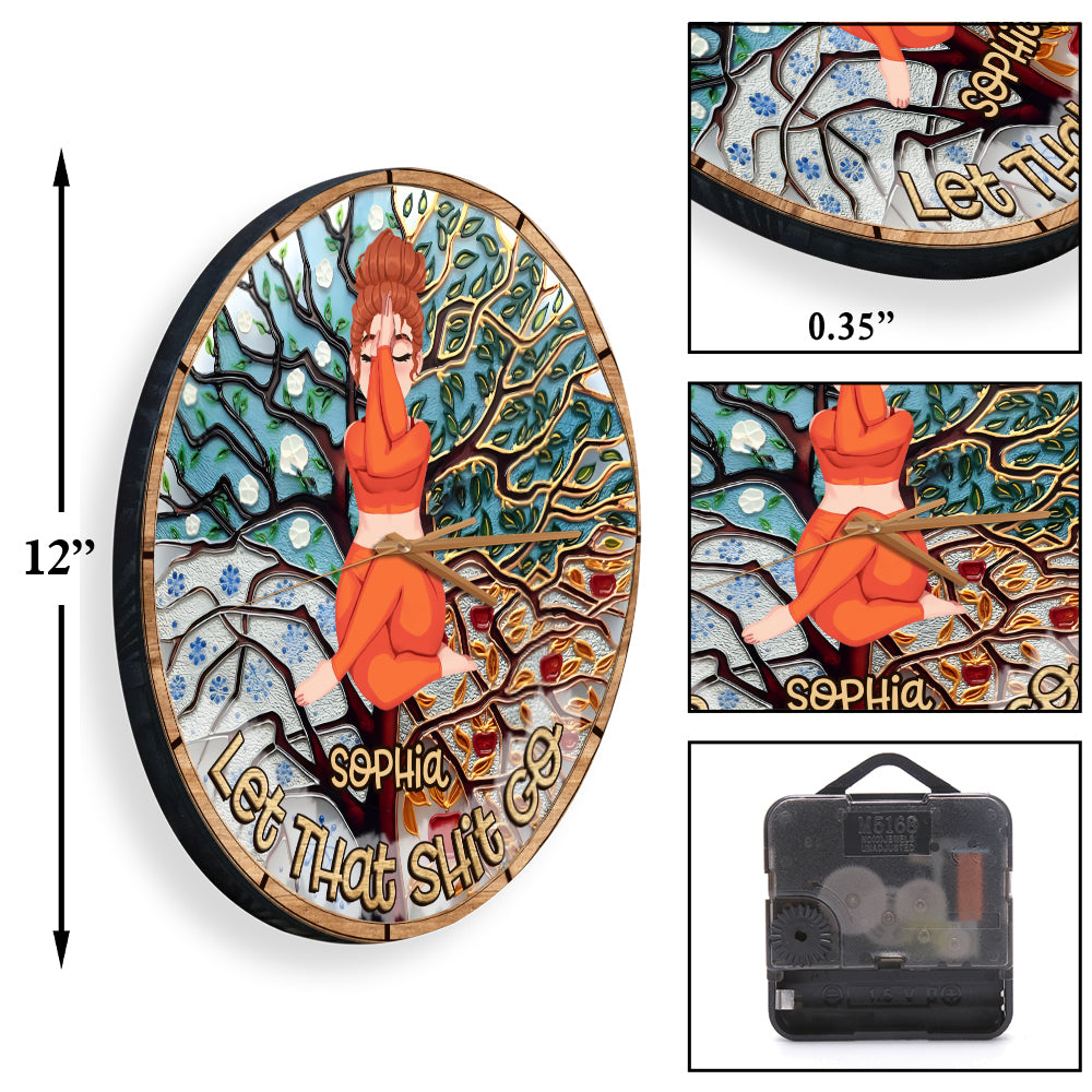 Let That Shit Go - Personalized Yoga Wall Clock