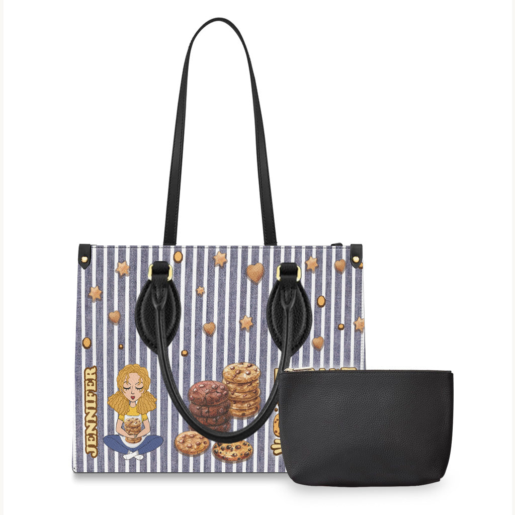 Ich kann nicht, ich muss Kekse backen – personalisierte Backhandtasche aus Leder