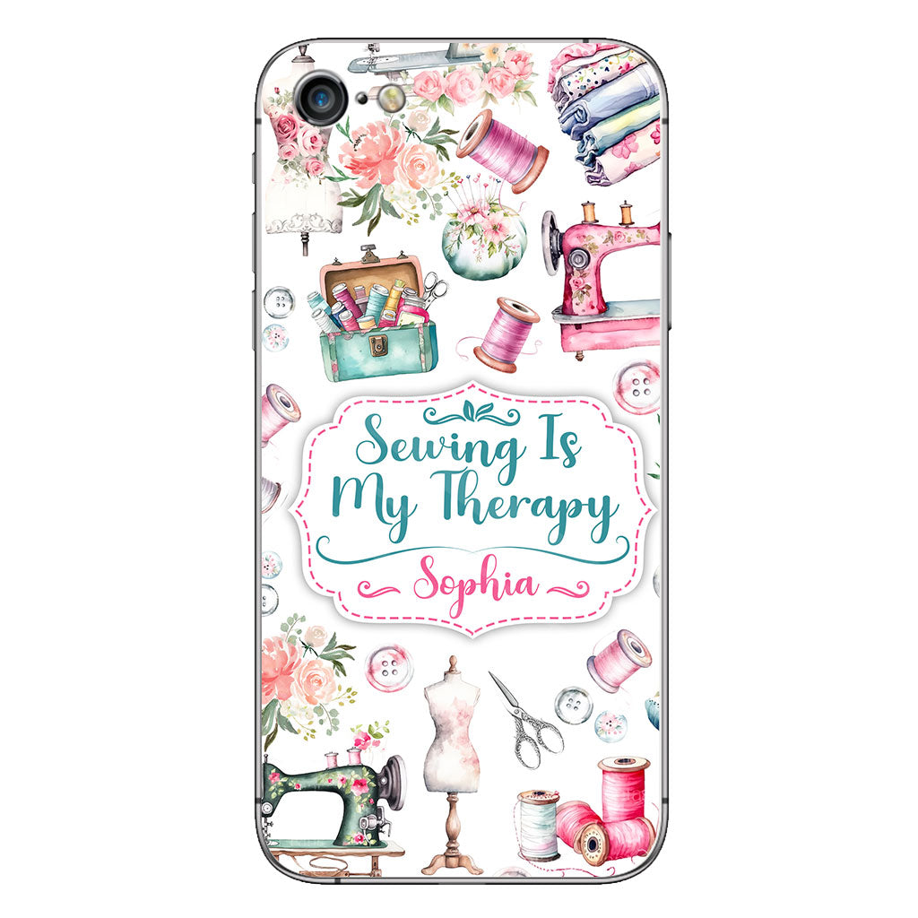 Nähen ist meine Therapie – Personalisierte Handyhülle zum Thema Nähen