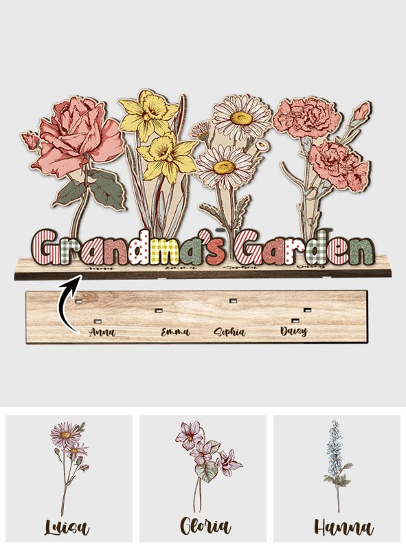 Grandma's Garden Birth Flowers - Gift for grandma - Personalized 1 Layered Big Freestanding