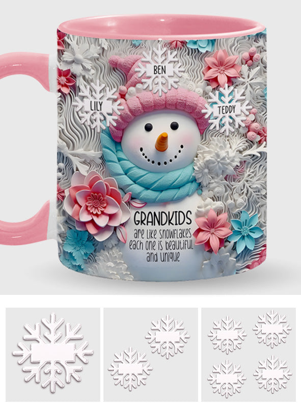 Enkelkinder sind wie Schneeflocken – Geschenk für Oma – Personalisierte Tasse mit Akzent
