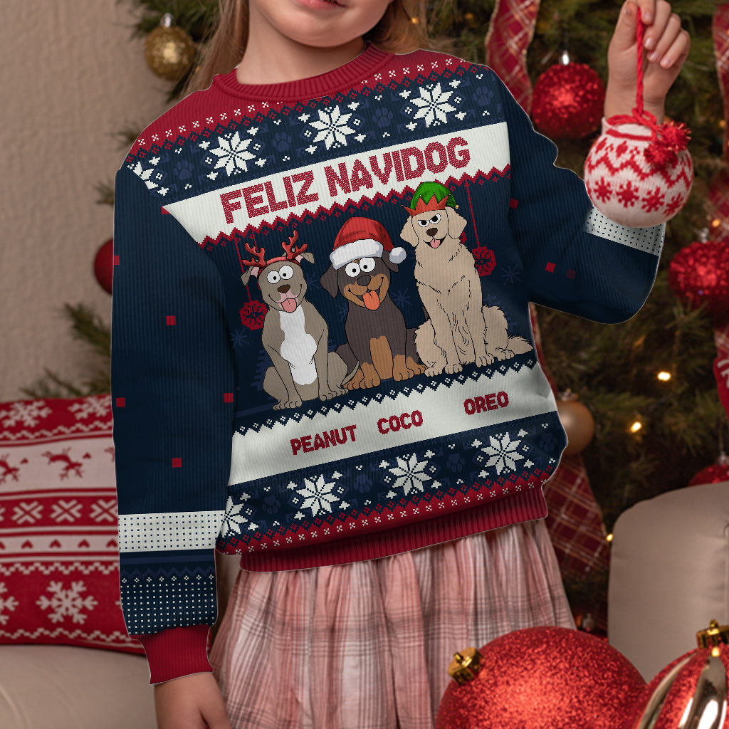Fröhliche Wuff-Weihnachten – Personalisierter Hundepullover