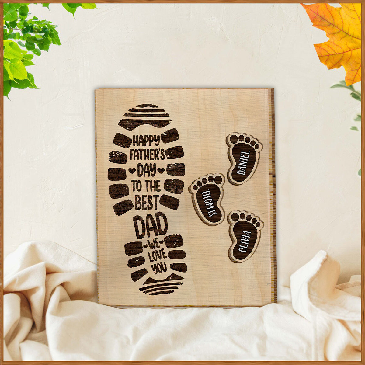 Wir lieben dich, Papa – Personalisiertes 2-lagiges Holzschild/Holzplakette für Väter