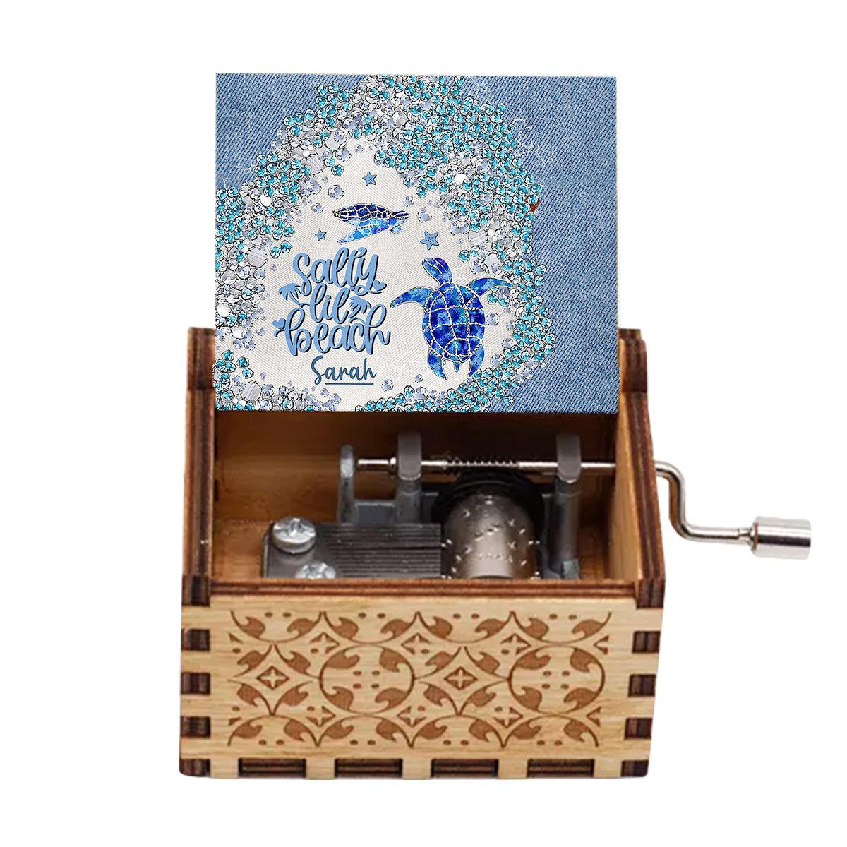 Turtle Bling - Personalized Turtle Hand Crank Music Box