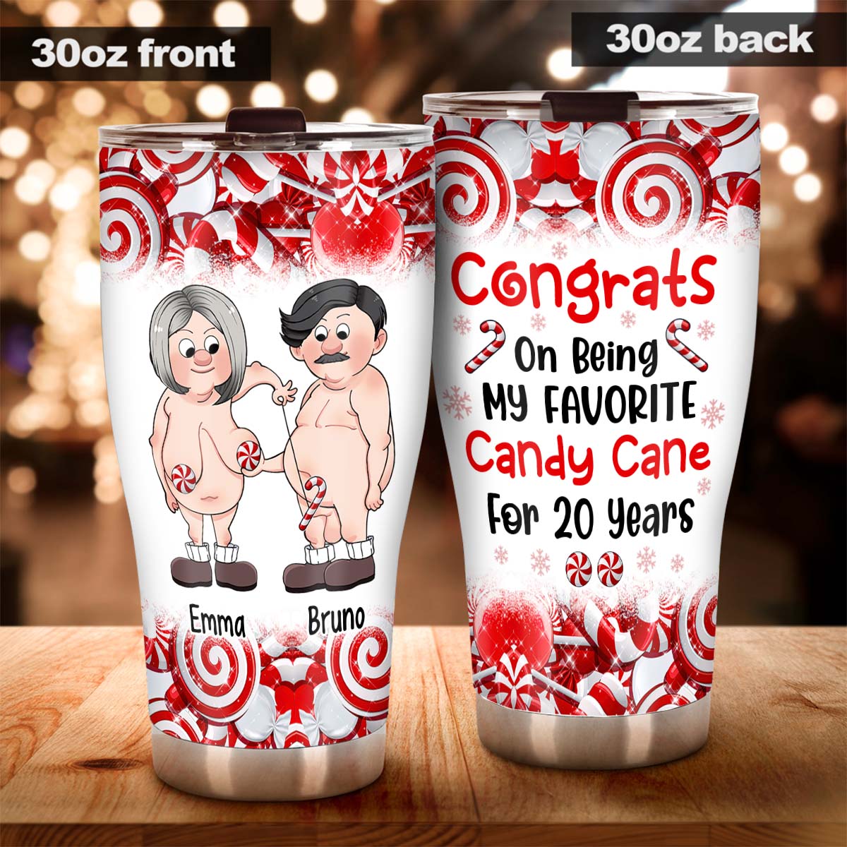 Herzlichen Glückwunsch, dass du mein Lieblings-Zuckerstangen-Geschenk bist – personalisierter Becher für Ehemann, Ehefrau, Freundin, Freund