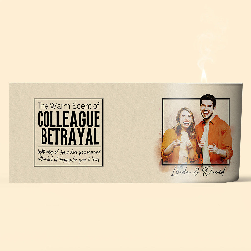 Verrat am Kollegen – Personalisierte Kerze für Kollegen mit Holzdeckel