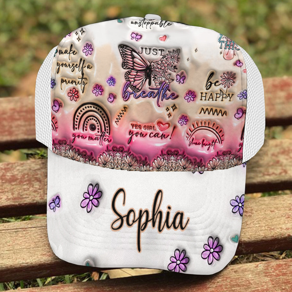 Positive Affirmationen Schmetterling - Personalisierte Schmetterlings-Truckerkappe