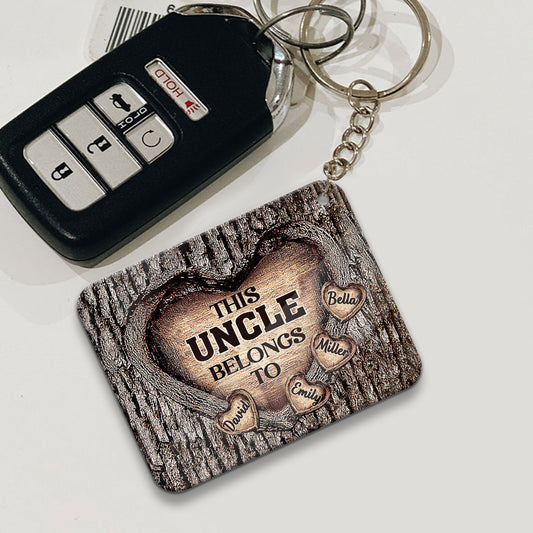 This Dad Belongs To - Gift for dad, grandma, grandpa, mom, uncle, aunt, brother, sister - Personalized Keychain