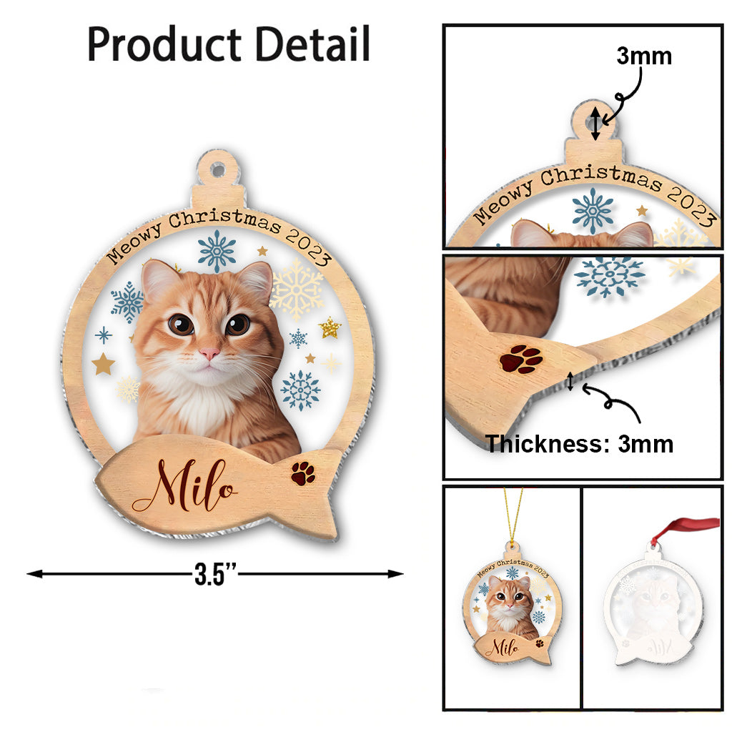 Individuell gestaltetes Katzenfoto im Cartoon-Stil – Geschenk für Katzenliebhaber – Personalisierter transparenter Anhänger
