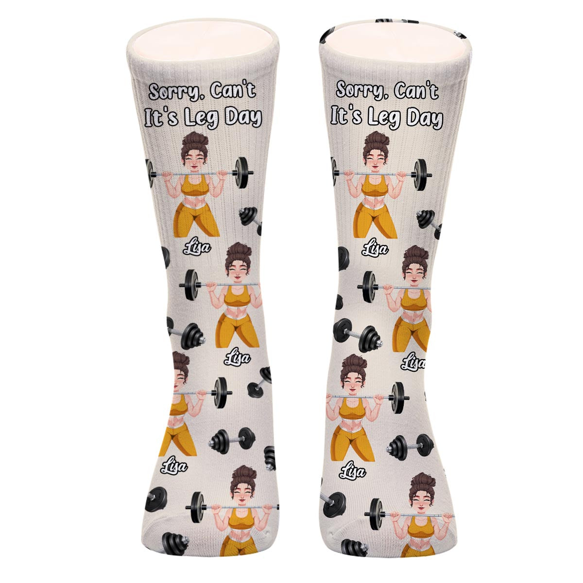 Tut mir leid, geht nicht, heute ist Beintag – personalisierte Fitness-Socken