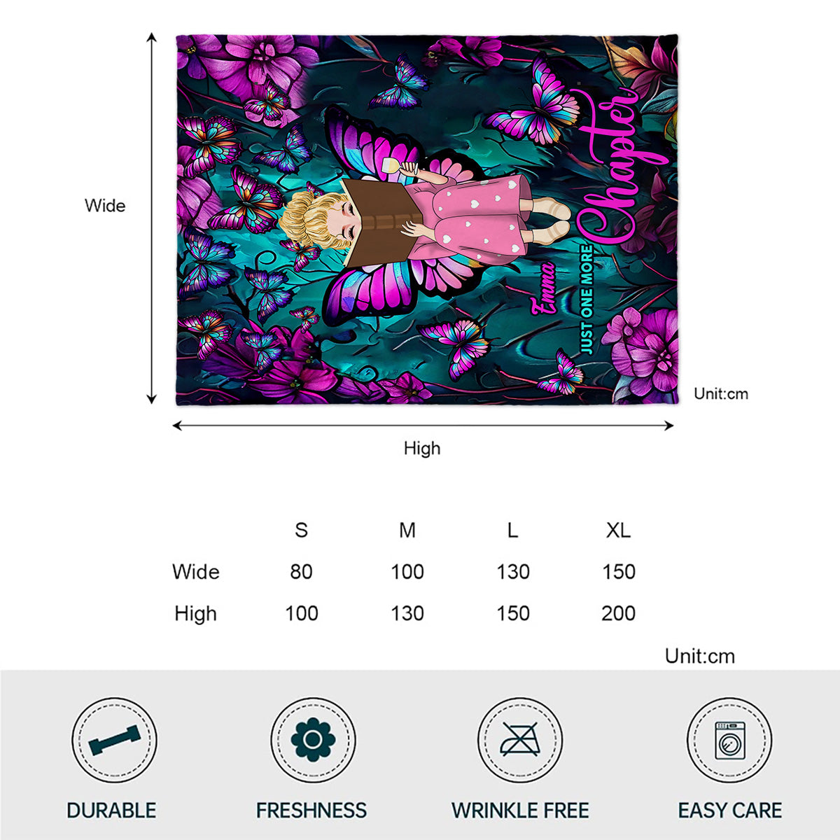 Buchmädchen mit Schmetterlingen und Blumen – personalisierte Buchdecke