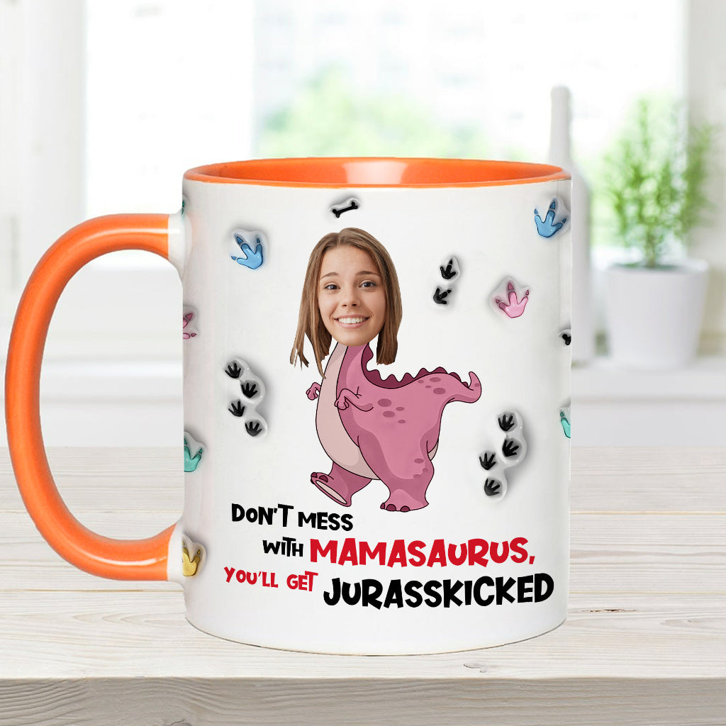 Leg dich nicht mit Mamasaurus an – personalisierte Tasse mit Muttermotiv