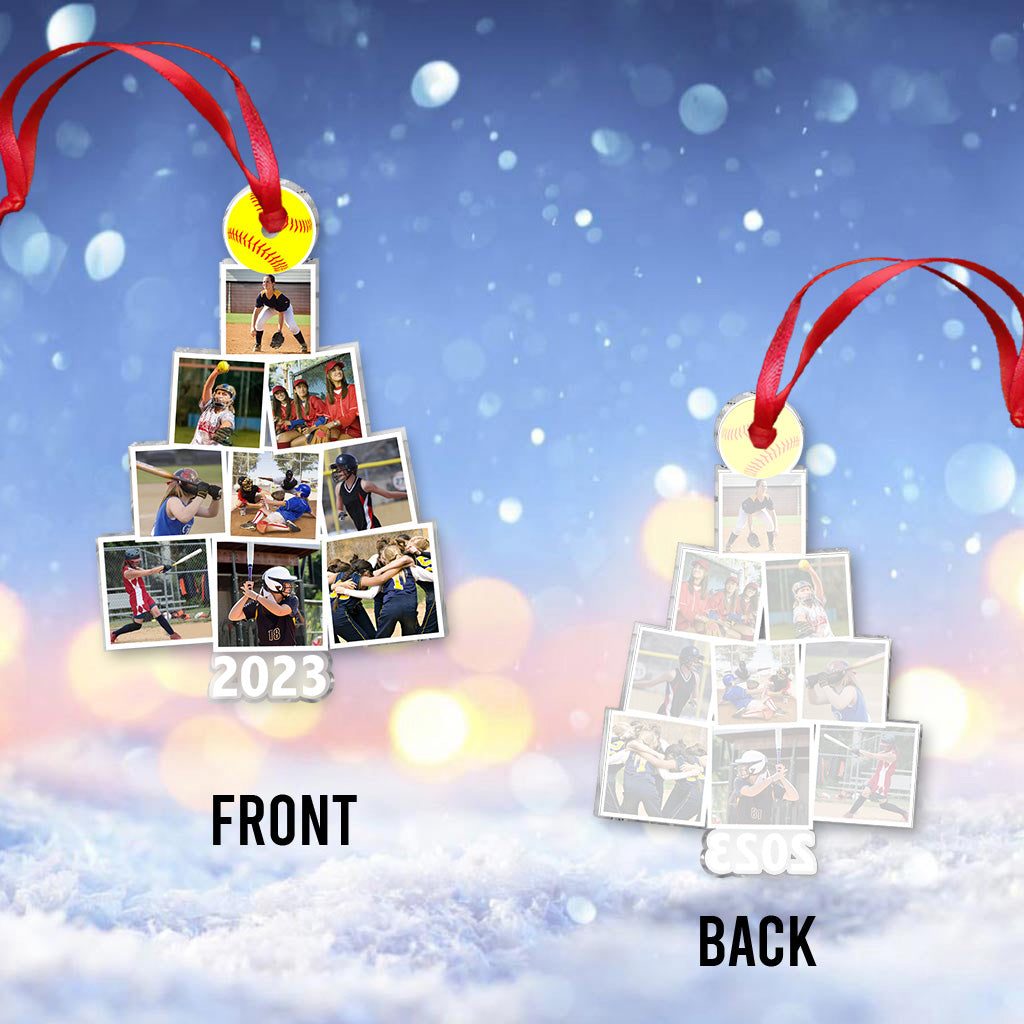 Frohe Weihnachten – Personalisierter transparenter Softball-Weihnachtsbaumschmuck