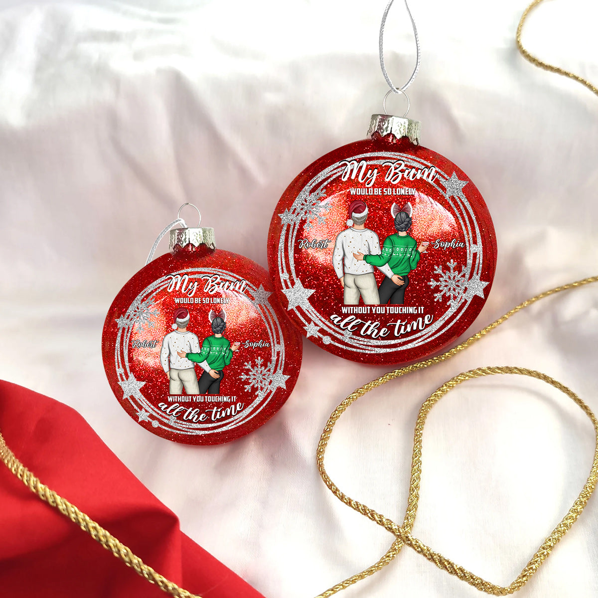 Berühr meinen Po – Personalisierte Glitzerkugel für Paare