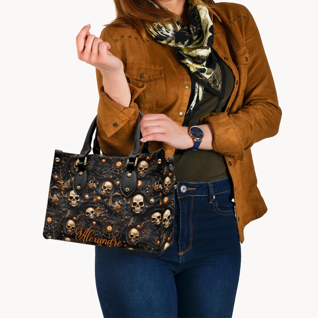 Goldener Totenkopf – Personalisierte Totenkopf-Lederhandtasche