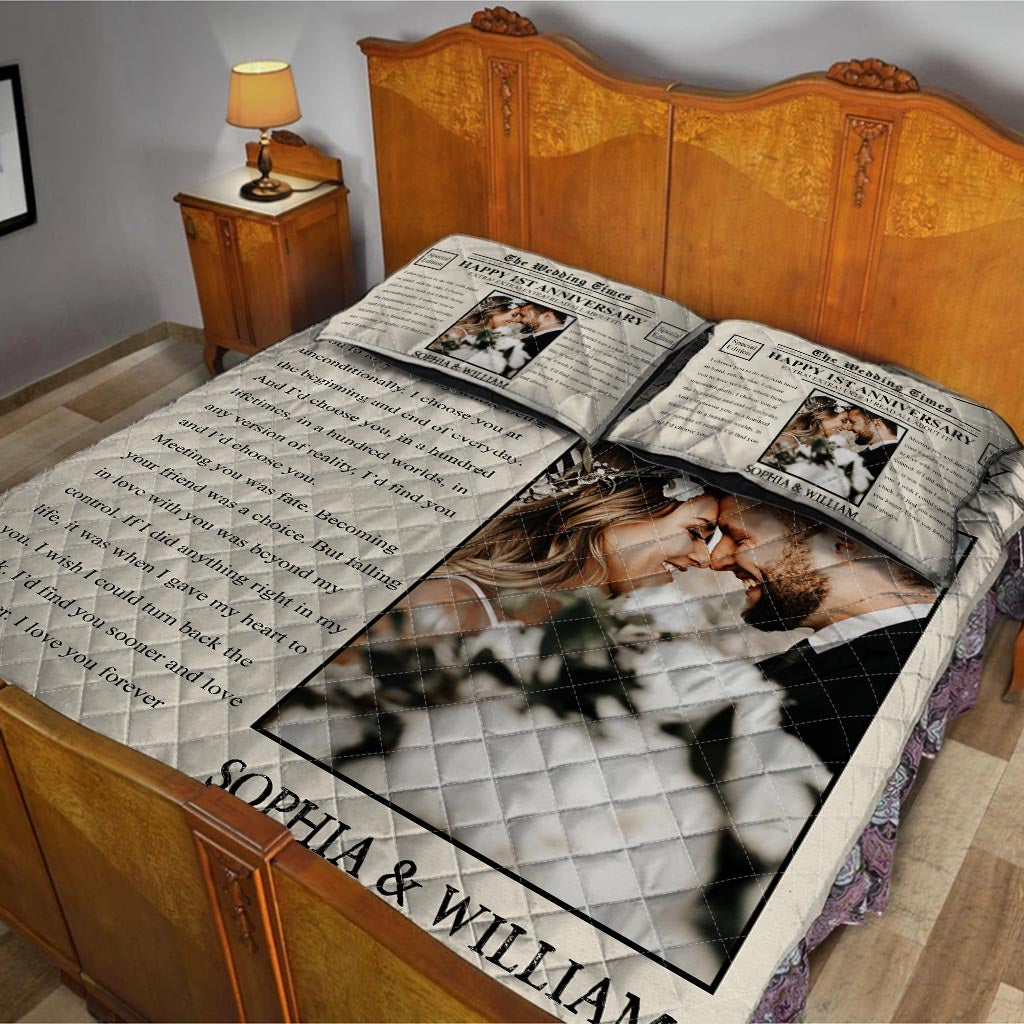 Herzlichen Glückwunsch zum Jahrestag! – Personalisiertes Quilt-Set für Ehepaare (The Wedding Times Newspaper)