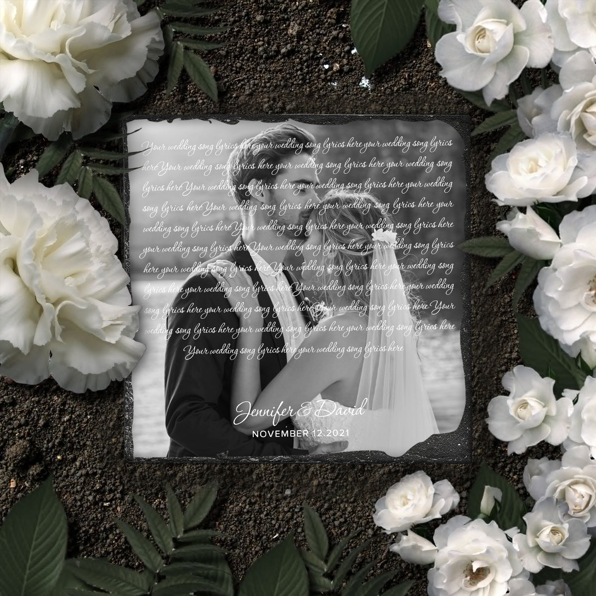 Du bist mein Sonnenschein – Personalisierter quadratischer Stein für Ehemann und Ehefrau