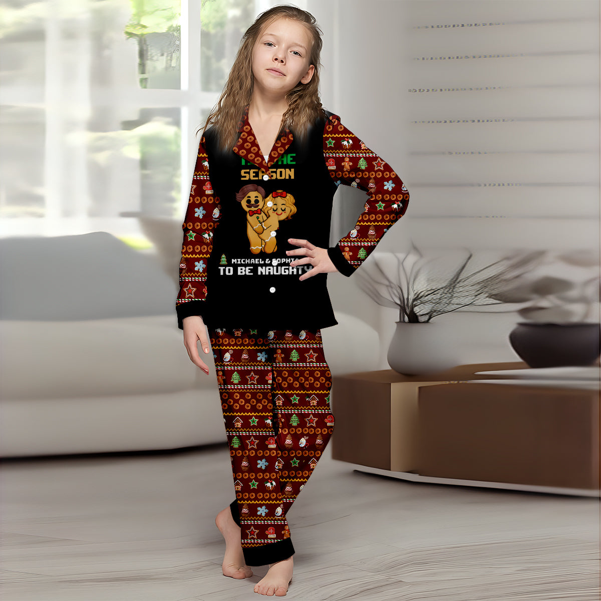 Die Jahreszeit, um frech zu sein – personalisierte Partner-Pyjamas mit Knopfleiste