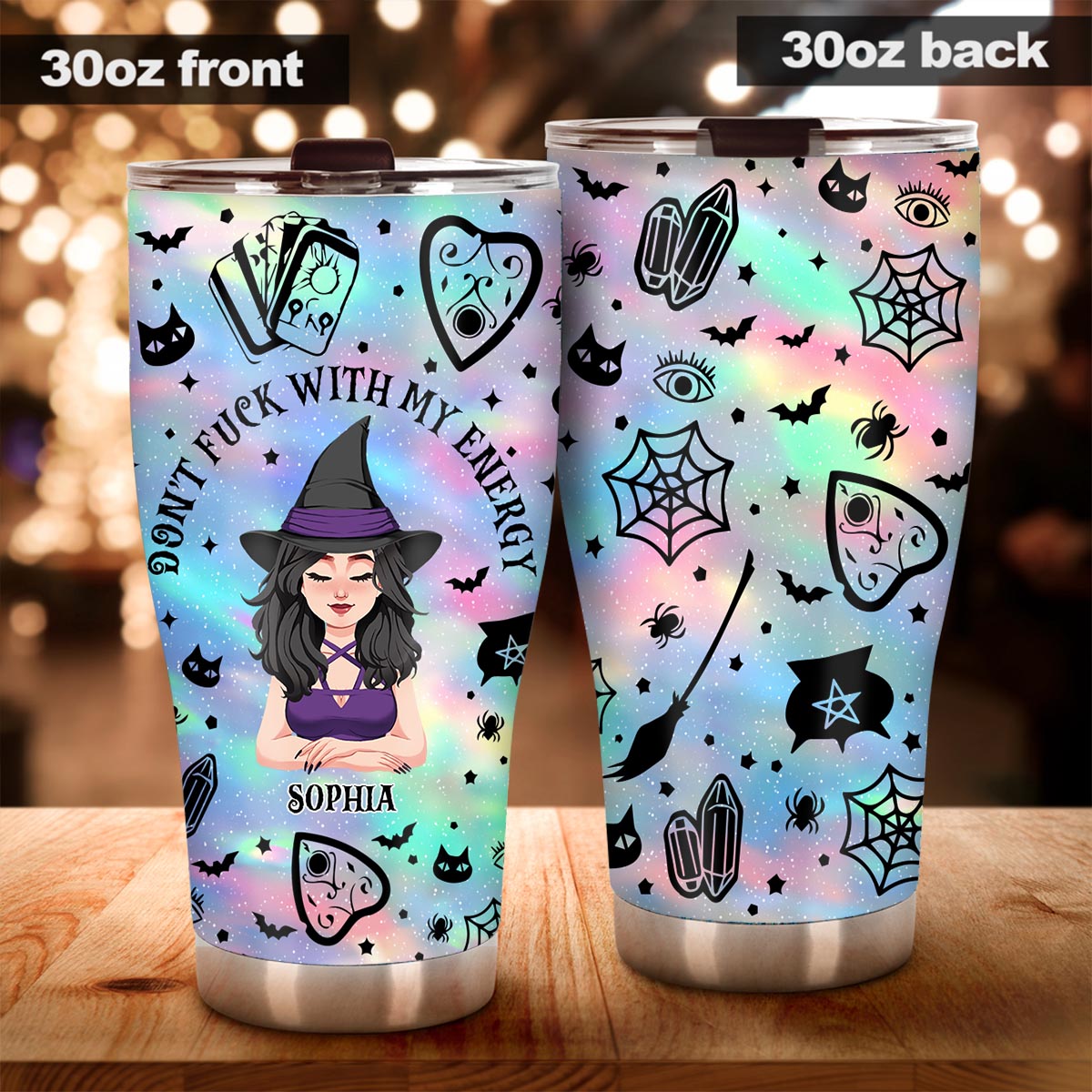 Leg dich nicht mit meiner Energie an – Personalisierter Hexenbecher