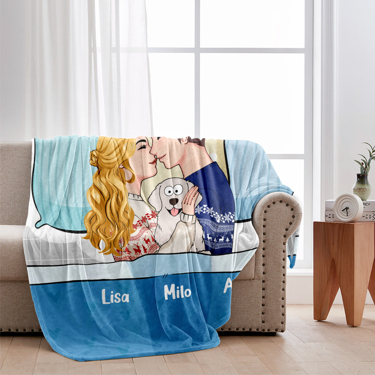 Du, ich und der Hund/die Katze – Geschenk für Hunde- und Katzenliebhaber – personalisierte Decke