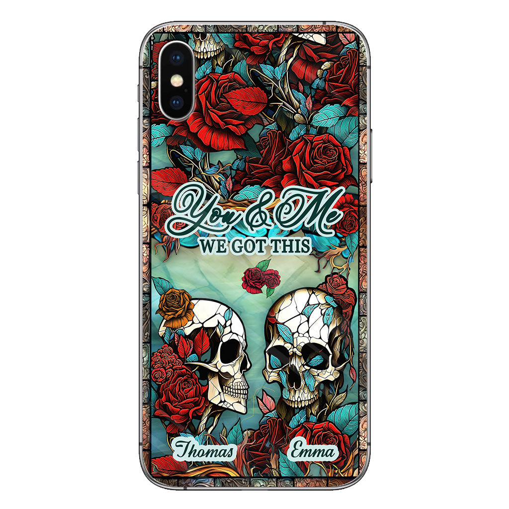 Totenkopf-Paar – Totenkopf-Geschenk für Ehemann, Ehefrau, Freund, Freundin – Personalisierte Handyhülle