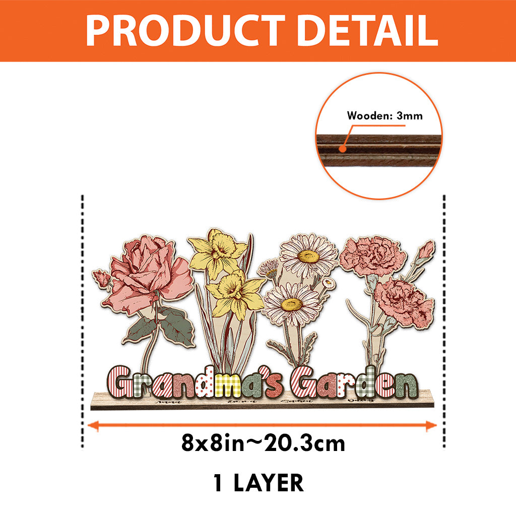 Grandma's Garden Birth Flowers - Gift for grandma - Personalized 1 Layered Big Freestanding