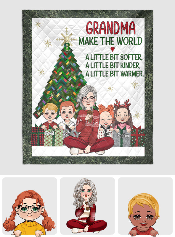 Etwas wärmer – Geschenk für Oma – Personalisierte Steppdecke