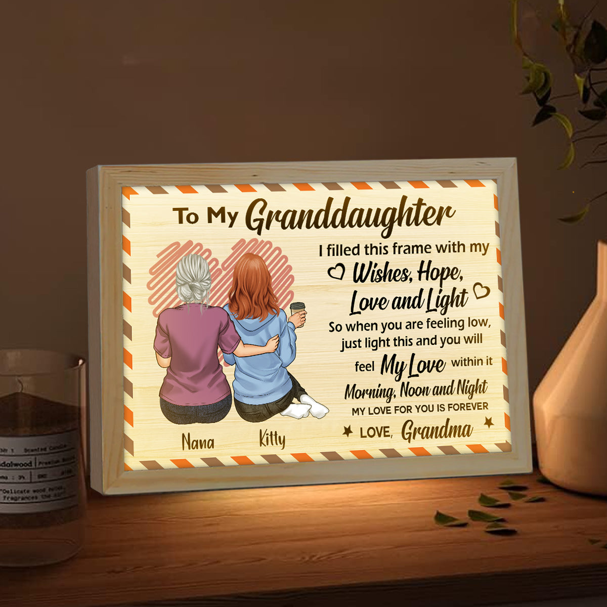 To My Granddaughter / Grandson / Daughter / Son / Grandma / Mom - Personalized Grandma Light Photo Frame