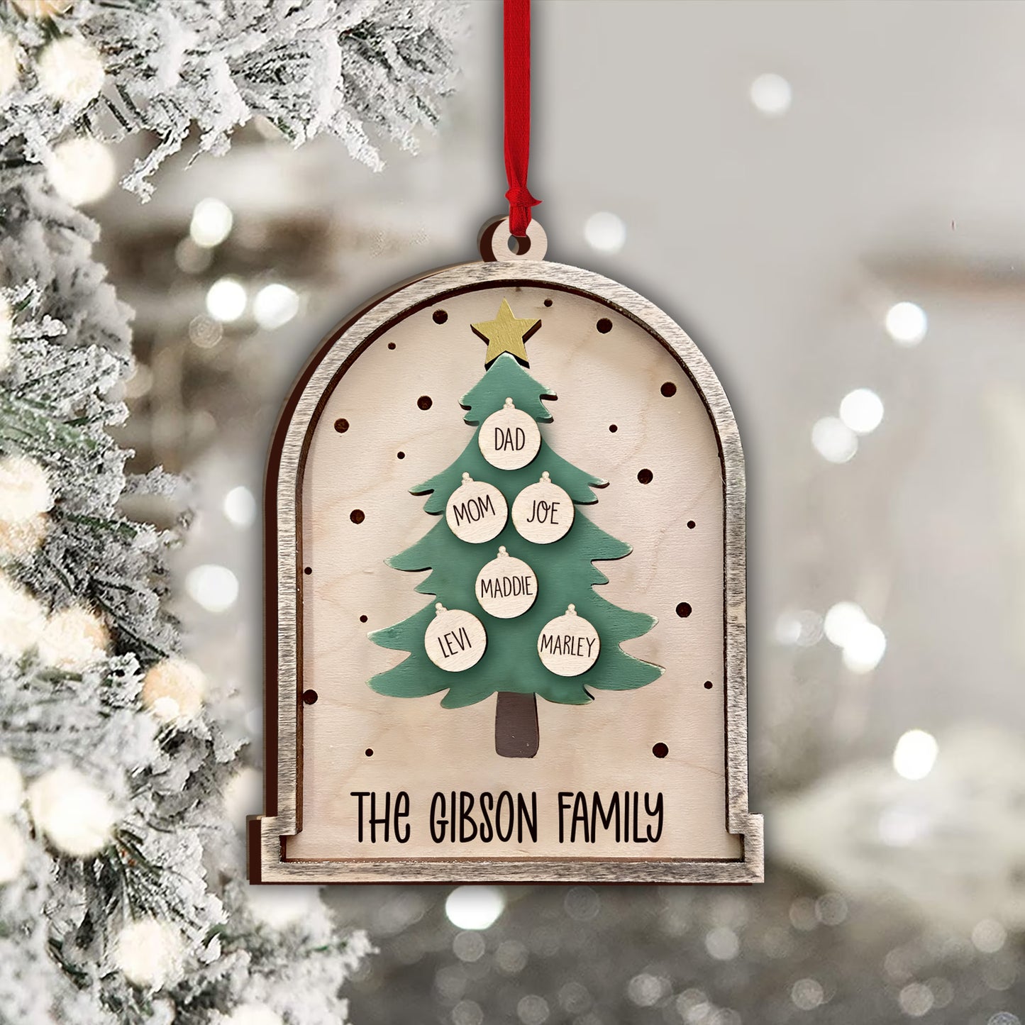 Weihnachtsbaum – Personalisierter zweilagiger Familienschmuck