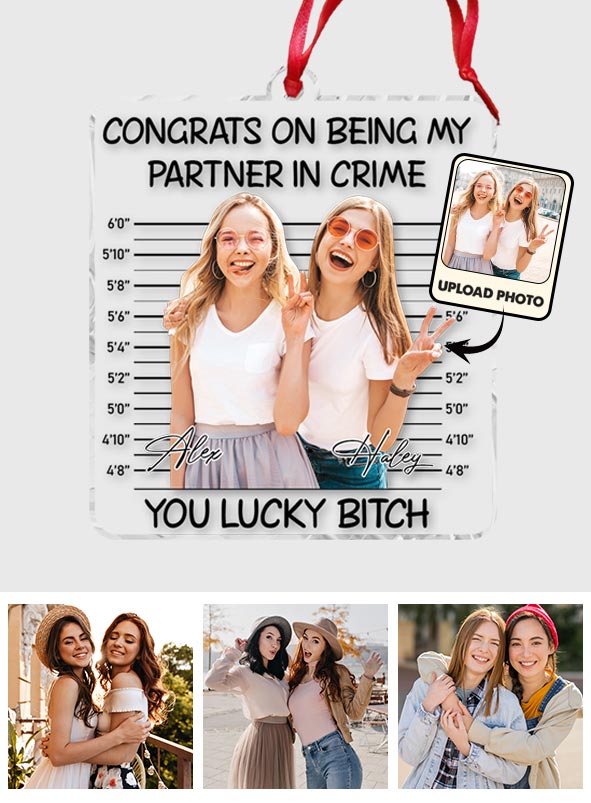 Glückwunsch, dass du mein Komplize bist – Geschenk für einen Freund – Personalisierter transparenter Schmuck