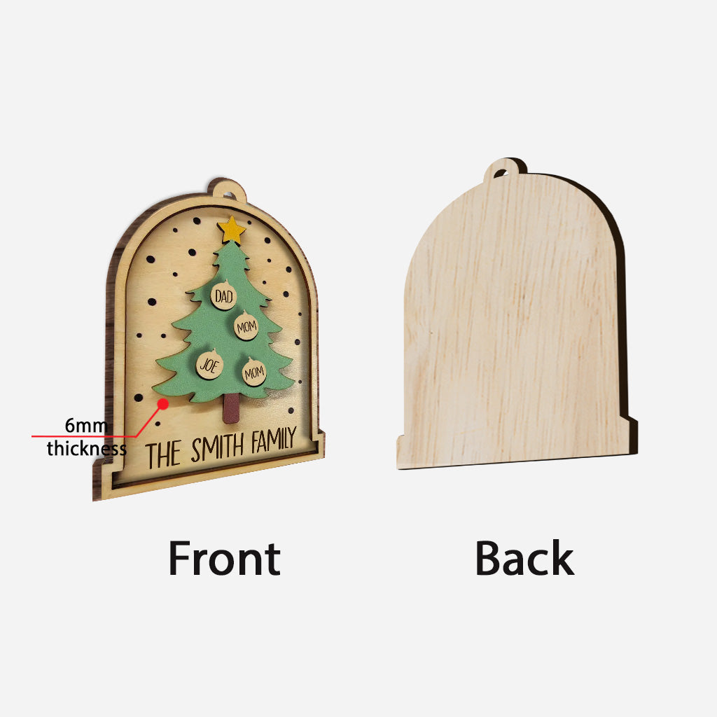 Frohe Weihnachten – Personalisierter zweilagiger Holzschmuck für die Familie