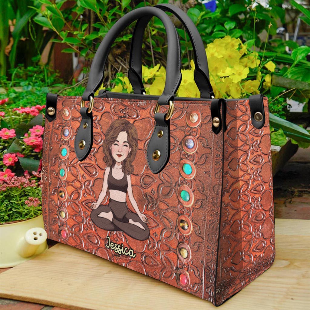 Namaste - Personalisierte Yoga-Lederhandtasche