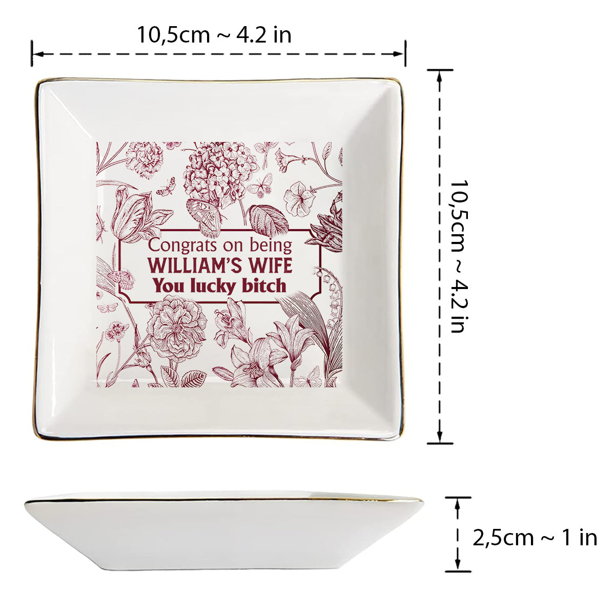 Herzlichen Glückwunsch, dass du meine Freundin/Ehefrau bist! Du hast Glück! – Geschenk für Ehefrau/Freundin – Personalisierte Schmuckschale