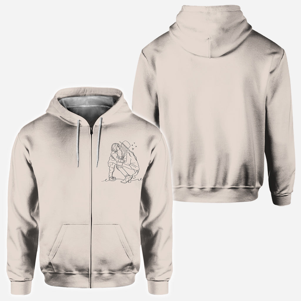 Strichzeichnung - Personalisiertes Stiefmutter-T-Shirt