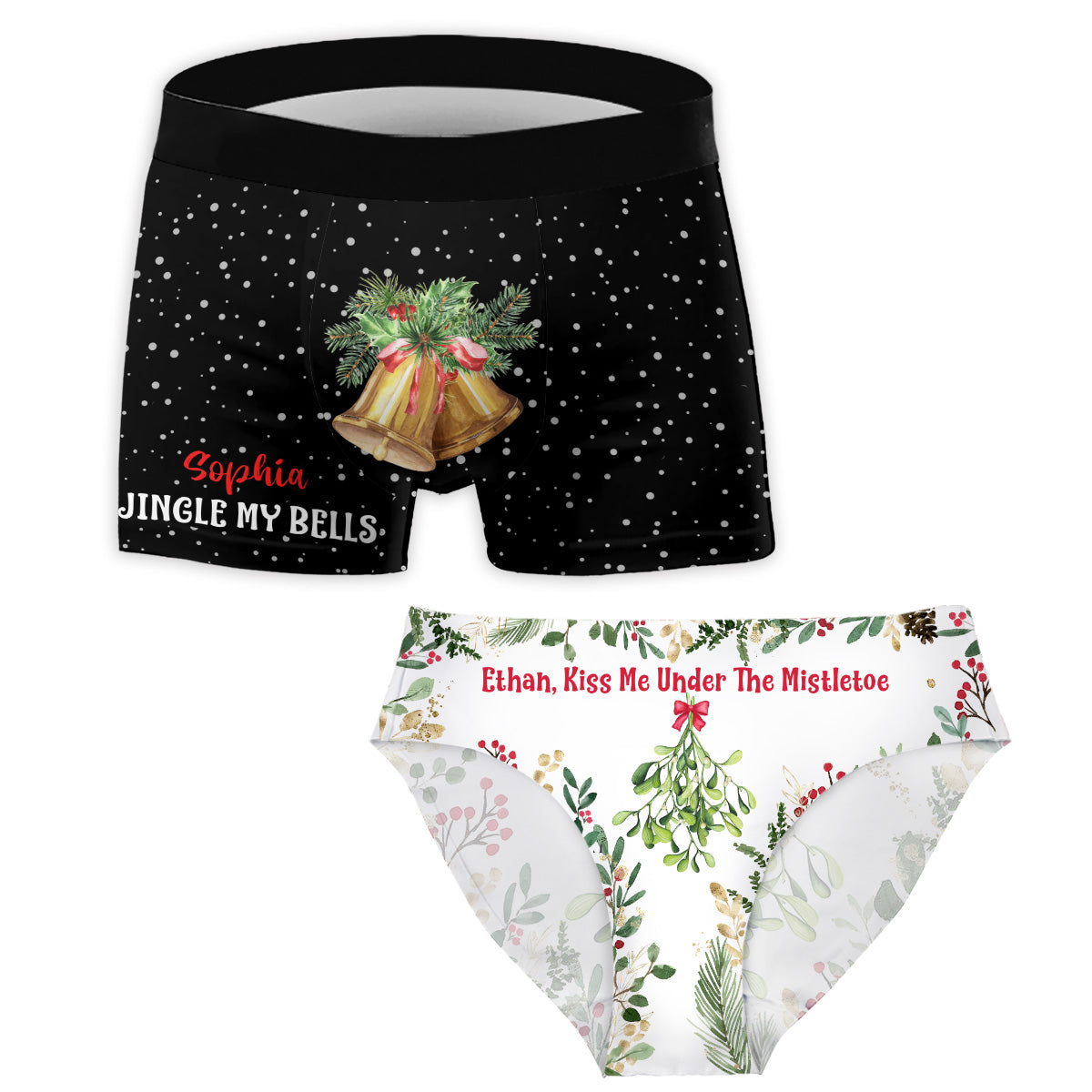 Lustiges Pärchen – personalisierte Slips für Damen und Boxershorts für Herren