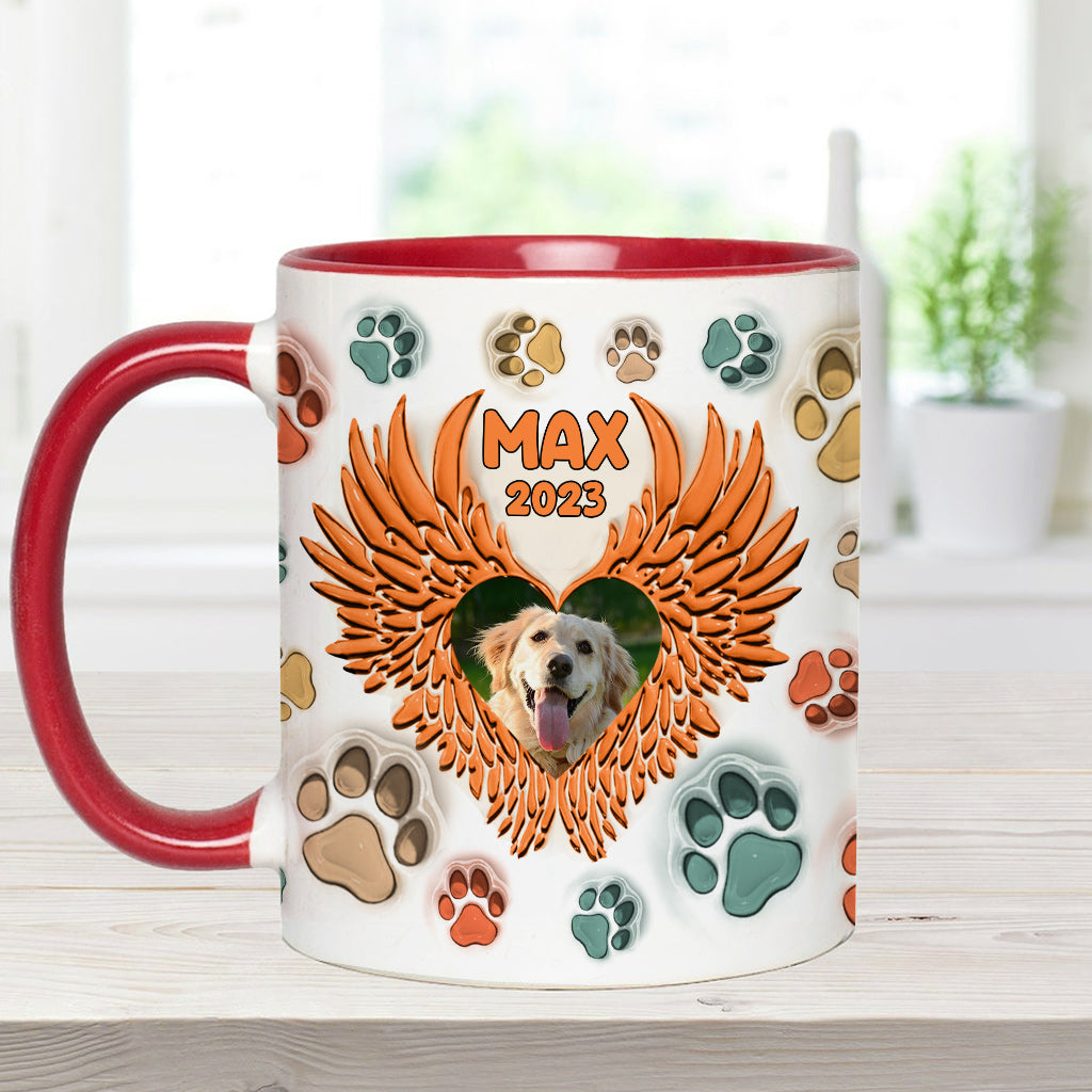 You Left Paw Prints On Our Hearts Angel Wings - Gift for dog lovers, who lost dog, who lost cat - Personalized Accent Mug