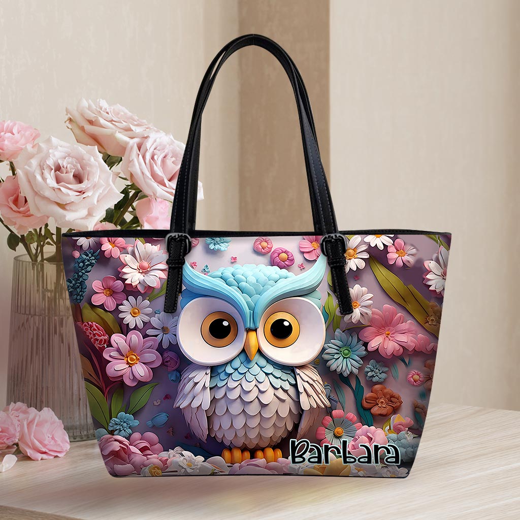 Coole Eule – Personalisierte Eulen-Ledertasche