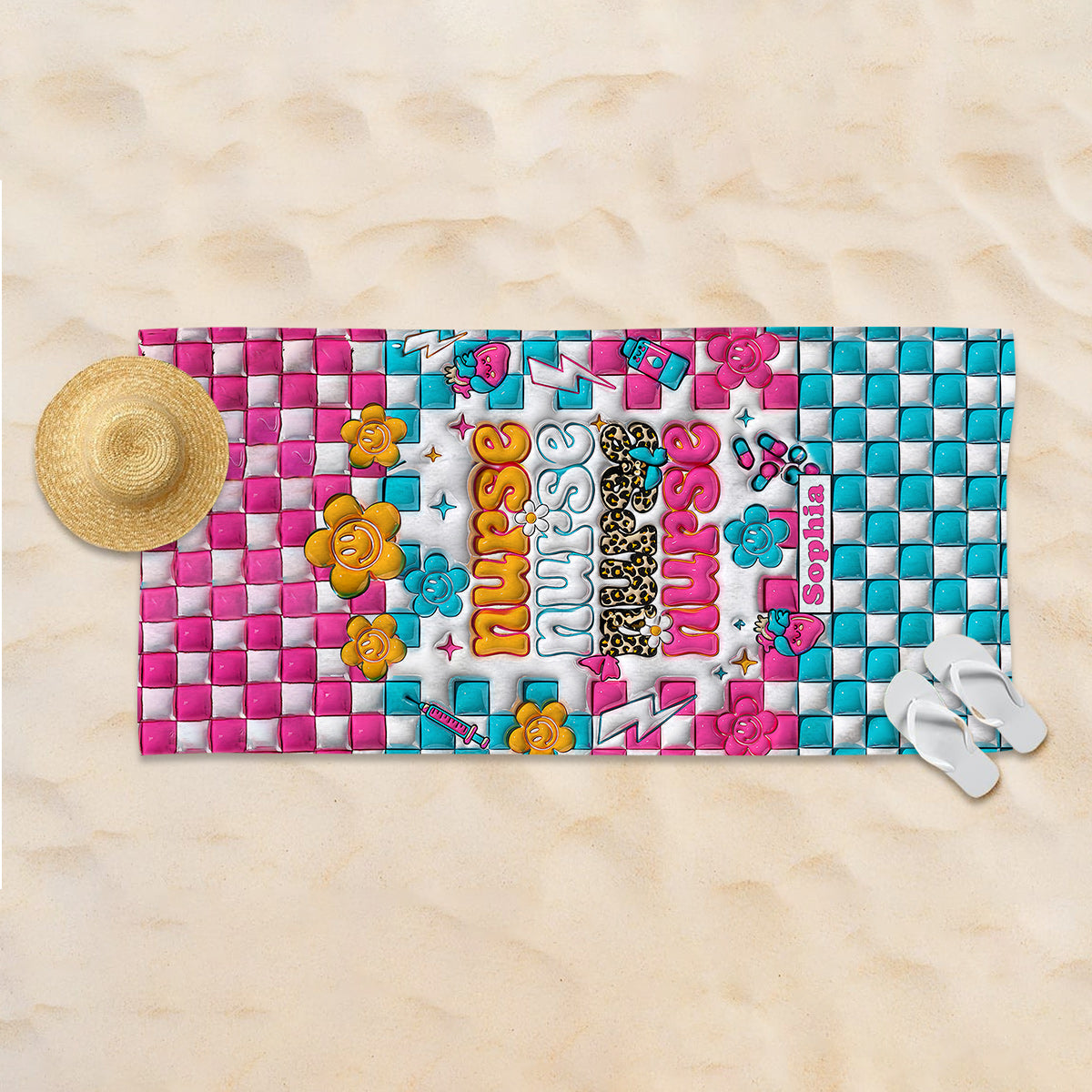 Krankenschwesterleben – Geschenkidee für Krankenschwestern, Mütter, Ehefrauen, Freundinnen – Personalisiertes Strandtuch