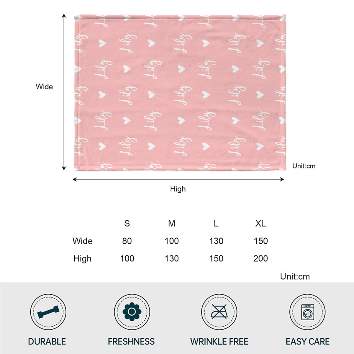 Individuelles Namensherzmuster – Personalisierte Tochterdecke