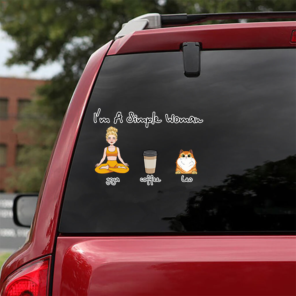Ich bin eine einfache Frau – Yoga-Geschenk für Hunde- und Katzenliebhaber – Personalisierter Aufkleber
