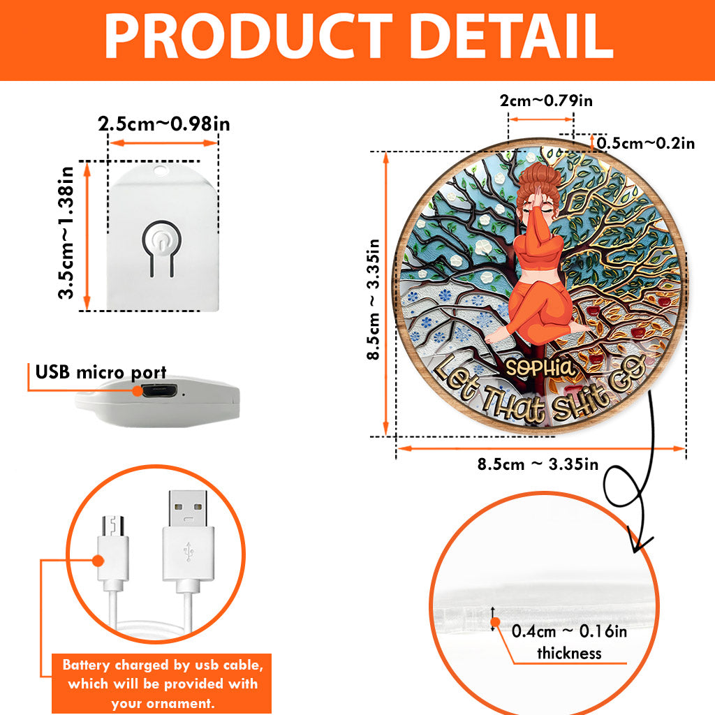 Lass den Scheiß los – Personalisierter Yoga-LED-Acryl-Anhänger