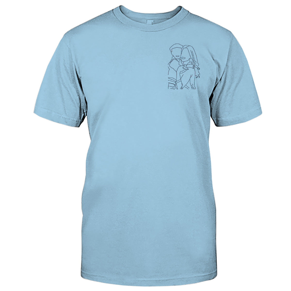 Individuelle Linienzeichnung – Personalisiertes, besticktes Mutter-T-Shirt