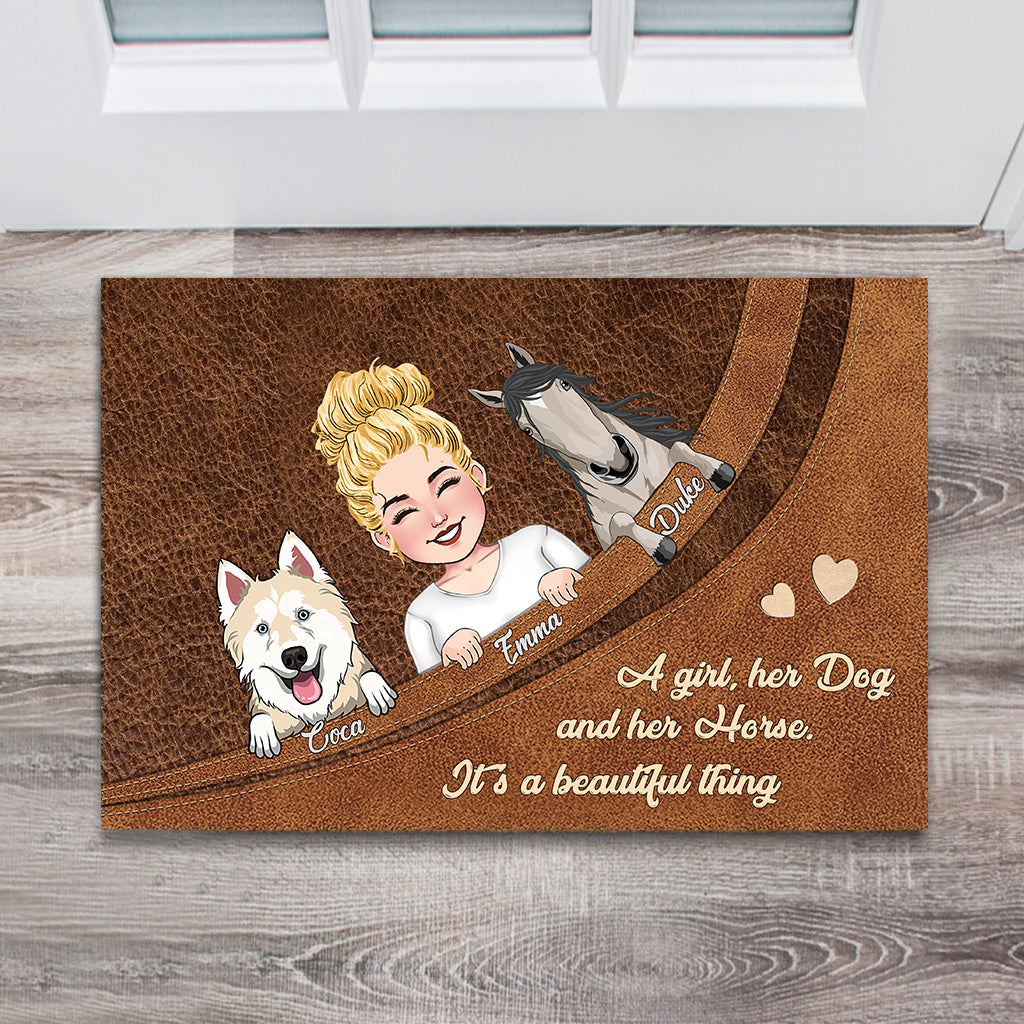 Was für ein schönes Ding – Pferdegeschenk für Hunde- und Katzenliebhaber – Personalisierte Fußmatte