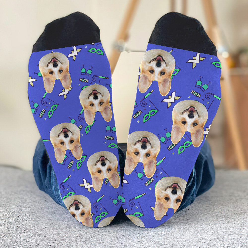 Custom Face Party Pattern - Personalized Dog Socks