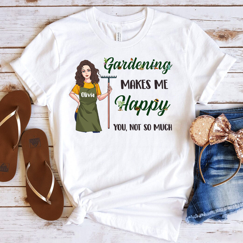 Gärtnern macht mich glücklich – Personalisiertes Garten-T-Shirt und Hoodie
