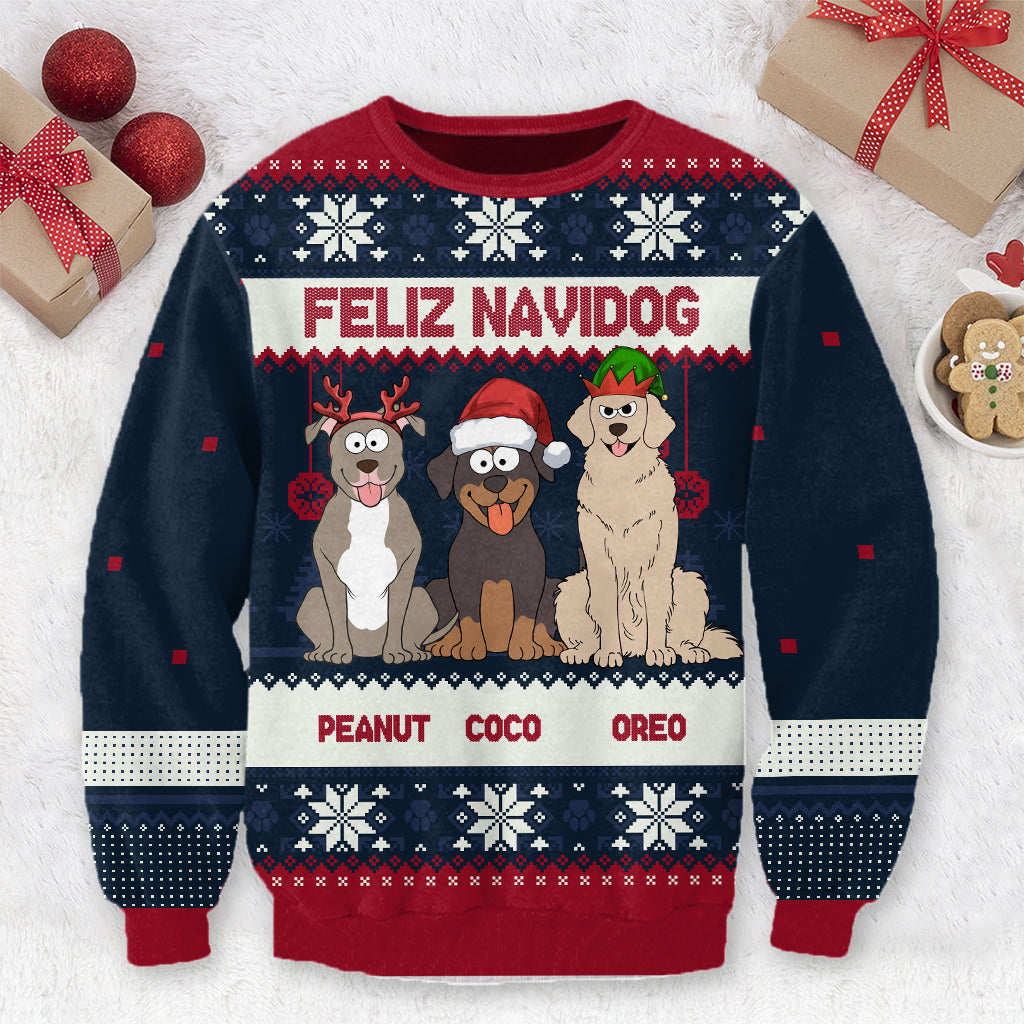 Fröhliche Wuff-Weihnachten – Personalisierter Hundepullover