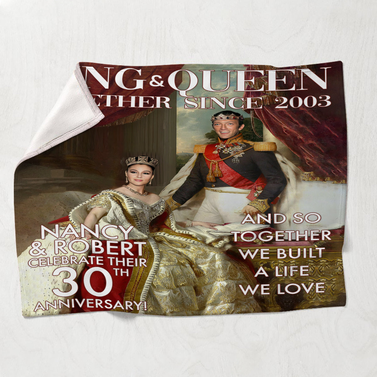 König und Königin – Personalisierte Decke für Ehemann und Ehefrau