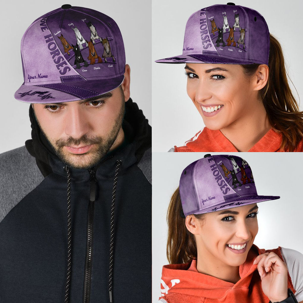 Liebe Pferde – Personalisierte Pferde-Snapback-Kappe