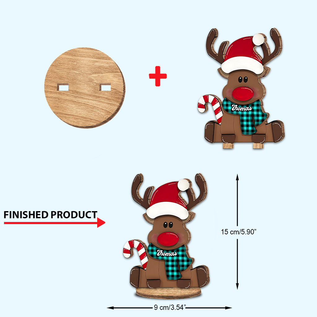 Frohe Weihnachten – Personalisierte, freistehende Holzplakette für die Familie