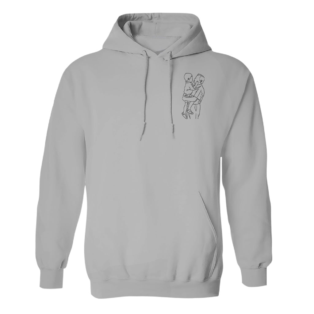 Individuelle Linienzeichnung – Personalisierter bestickter Opa-Hoodie